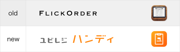 旧ロゴFLICKORDER、新ユビレジハンディ